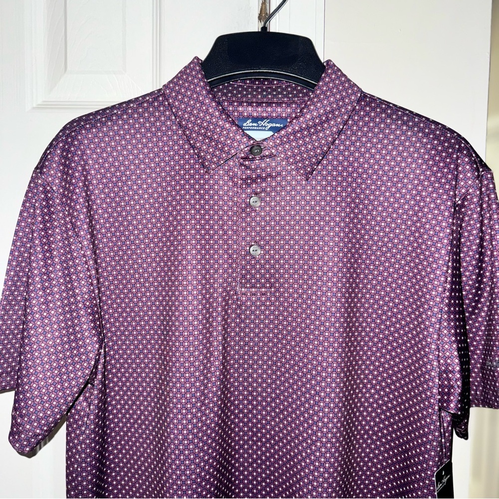 Ben Hogan Performance Golf Polo Men’s S Purple Geometric Moisture Wicking UPF 20 - Picture 6 of 13
